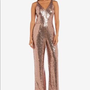 NWT Nightway Rose Gold Sequin Jumpsuit